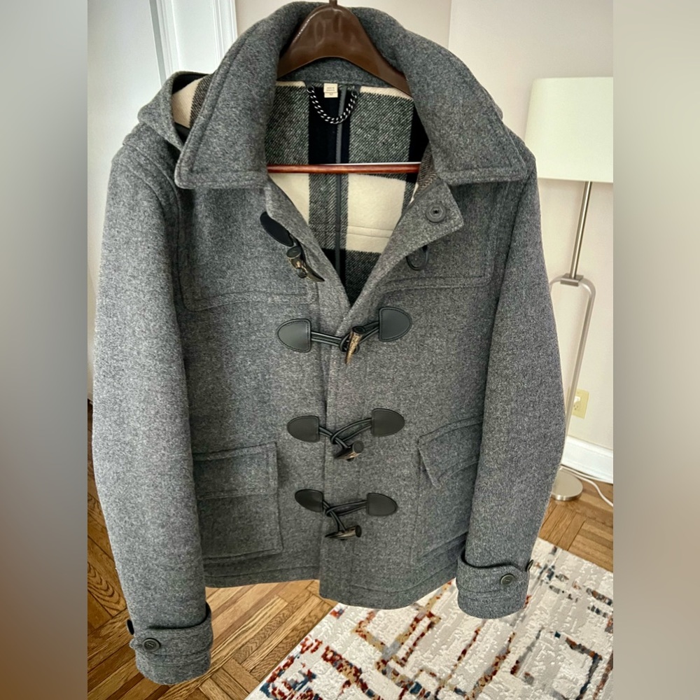 BURBERRY Duffle Coat with Toggles. Wool. Grey. Size: 52 (Large).